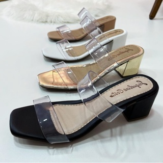 Tamanco Feminino Salto Grosso Vinil Tira Transparente Moda Blogueira Verão Jaqueline Costa em Oferta na Shopee