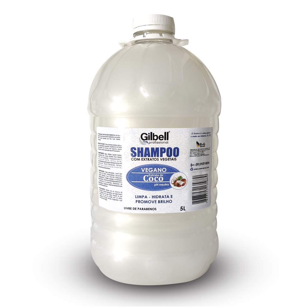 Shampoo 5 Litros Coco - Vegano Alto Rendimento - Shampoo Perolado - Sem Parabenos em Oferta na Shopee