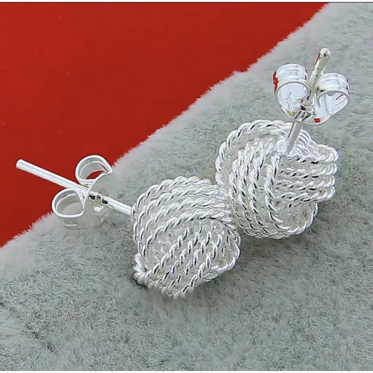 Brinco Feminino Prata 925 De Nó Casamento Noivado O Par em Oferta na Shopee