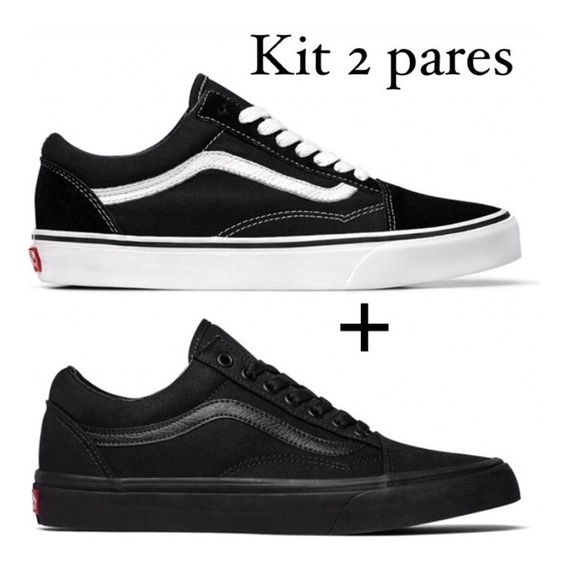 Kit 2 Pares Tênis Vans Old Skool Skate Masculino e Feminino Promoção