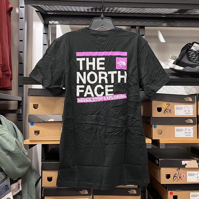 The North Face Camiseta De Algodão Com Mangas Curtas Estampa De Rosto Norte  - Escorrega o Preço