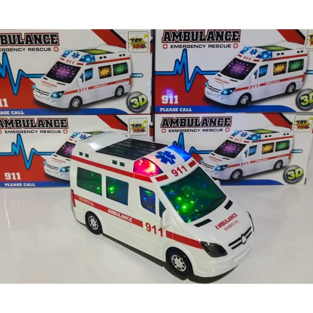 Carrinho De Ambulância Hospital Com Som Leds Bate E Volta.