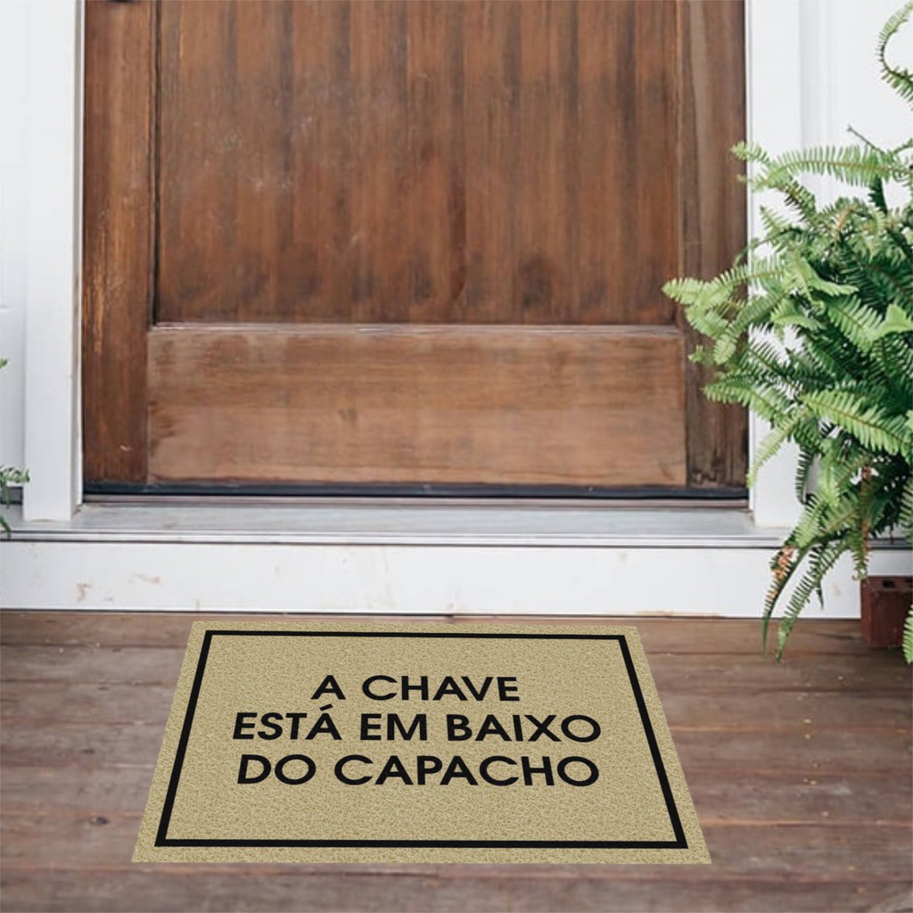 Tapete de Entrada Capacho Divertido "A Chave está embaixo do capacho"