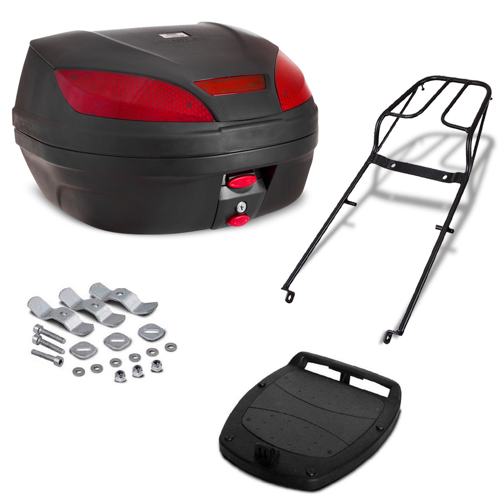 Baú Bauleto Motoboy 52 Litros + Bagageiro Moto Sundown Hunter 125 2004 a 2009 Pro Tork