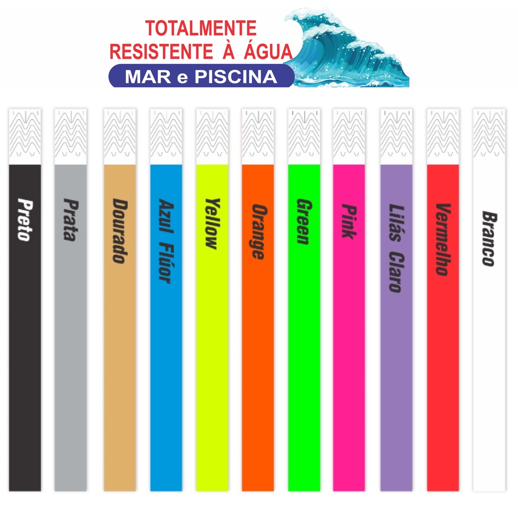 100 Pulseiras De Identificação Lisa para Festas e Eventos Baladas