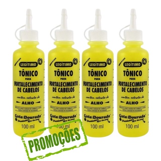 Kit 4un Tonico Alho Fortalecimento Maciez Capilar Gota Dourada 100ml