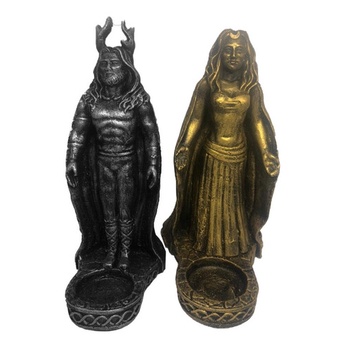 Kit Castiçal Casal Deus Deusa Wicca Wiccaa Resina 18cm Pt/dr