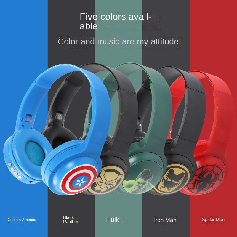 Fone De Ouvido Bluetooth Marvel Sem Fio Hulk, CapitãO AméRica, Pantera Negra, Homem-Aranha, Homem De Ferro, Fone De Ouvido EstéReo De Alta Fidelidade