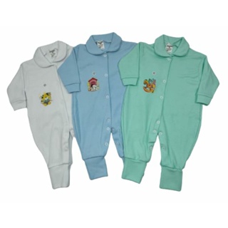 Kit com 3 Macacões  canelados pé reversivel MENINO em Oferta na Shopee