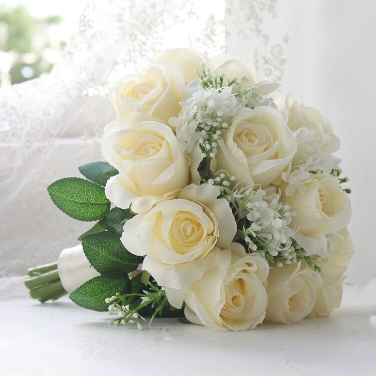 Estilo Europeu Little Rose Nupcial Buquê De Mão Foto Vestido De Noiva  Casamento Novo Rosa Branco Simulação Coreano | Shopee Brasil