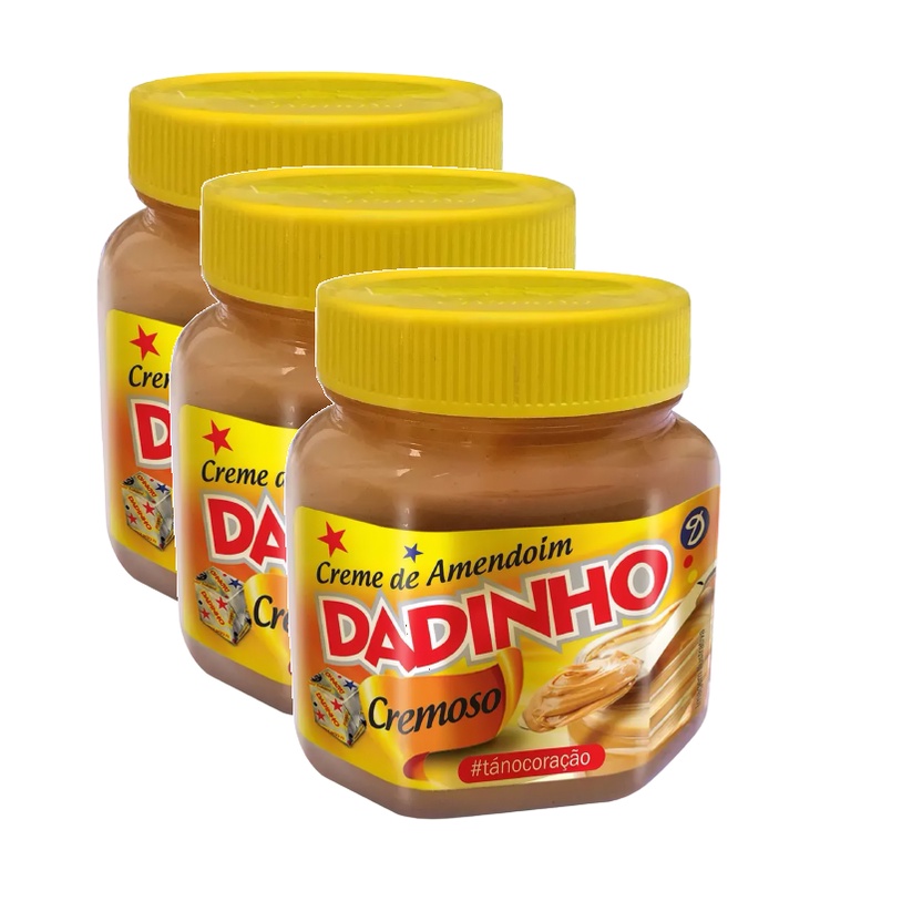 Kit 3 Creme Dadinho 180g Dadinho Cremoso Amendoim Creme de Amendoim
