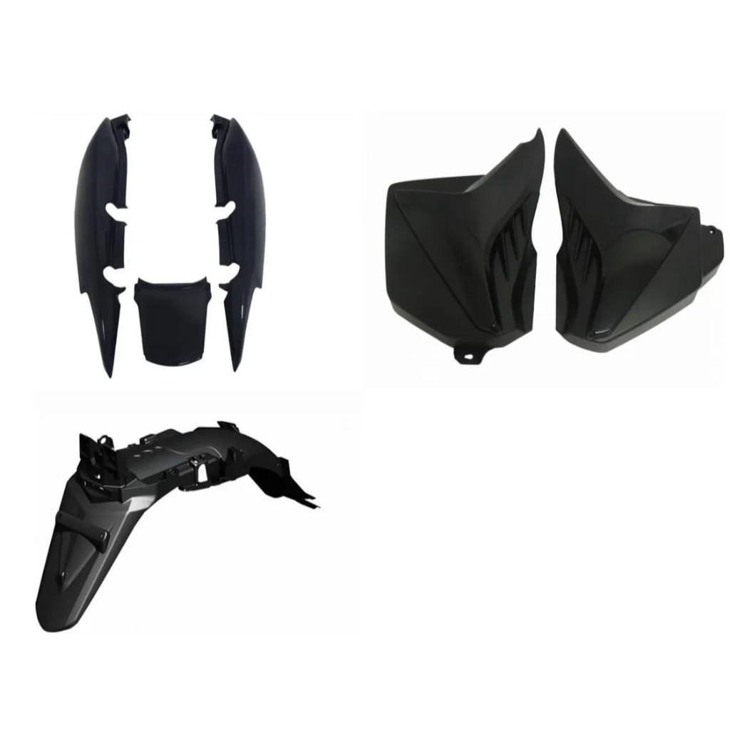 kit Rabeta Paralama traseiro e tampas Laterais fan 125 2009-2010-2011-2012-2013-Preto Injetado