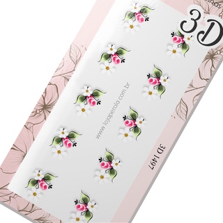 Adesivo de Unha 3D- Margaridas delicadas-3D 1497
