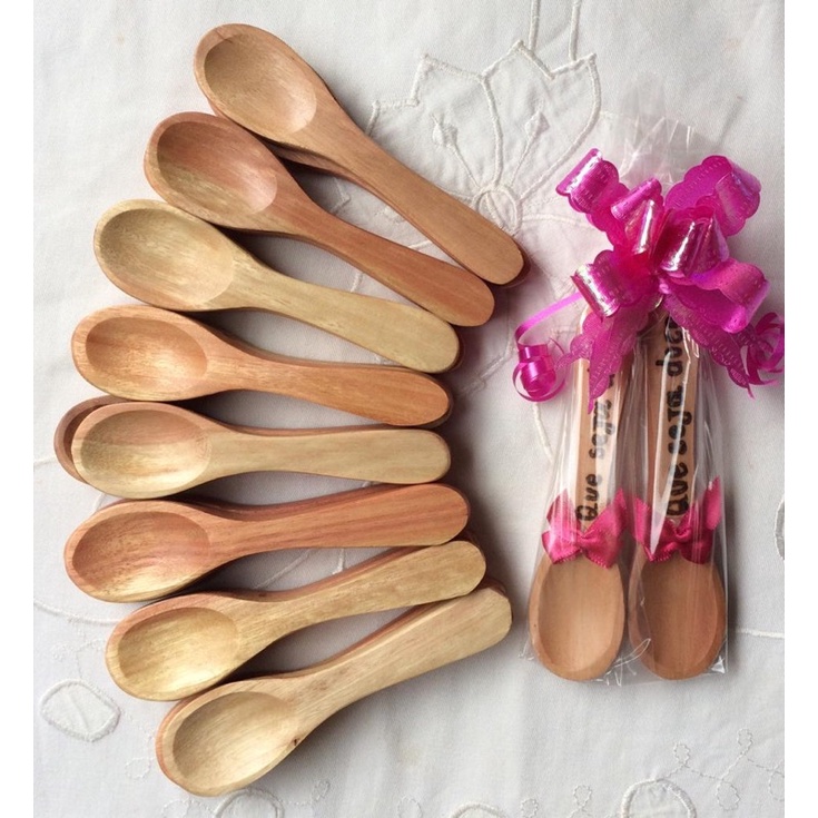 Kit 10pç Mini Colher 12x3cm Pau Lembrancinha Madeira Cha | Shopee Brasil
