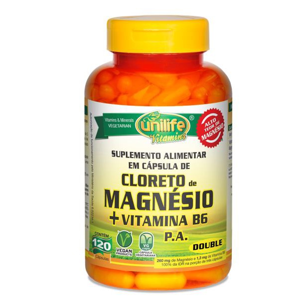 Cloreto de Magnésio P.A. + Vitamina B6 - 120 Cápsulas - Unilife