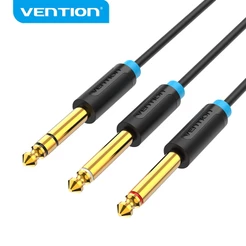 Vention 6.5mm Cabo De Áudio Premium TRS 6.5mm Macho Para Dual Aux