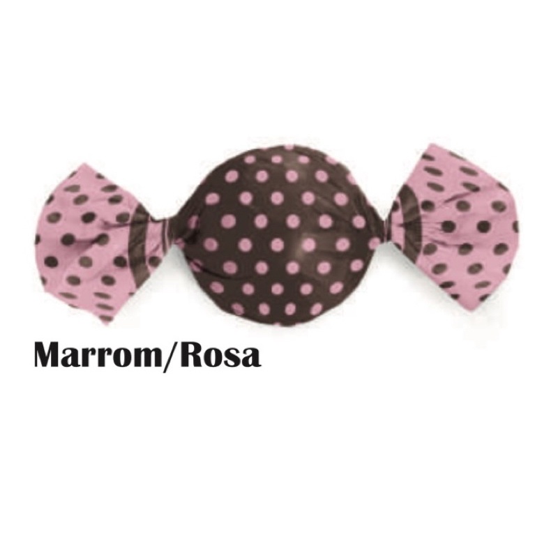 100 embalagem para trufas carber marrom/rosa  poá (G) em Oferta na Shopee