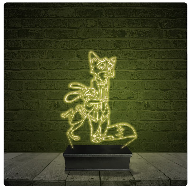 Led Luminária Acrílico Abajur - Disney Zootopia 01