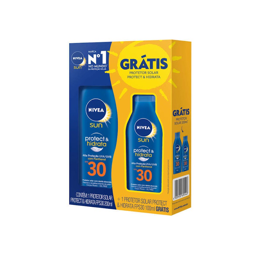 Kit Protetor Solar Corporal Nivea Protect&Hidrata FPS30 200ml + Protetor Solar Corporal FPS30 100ml