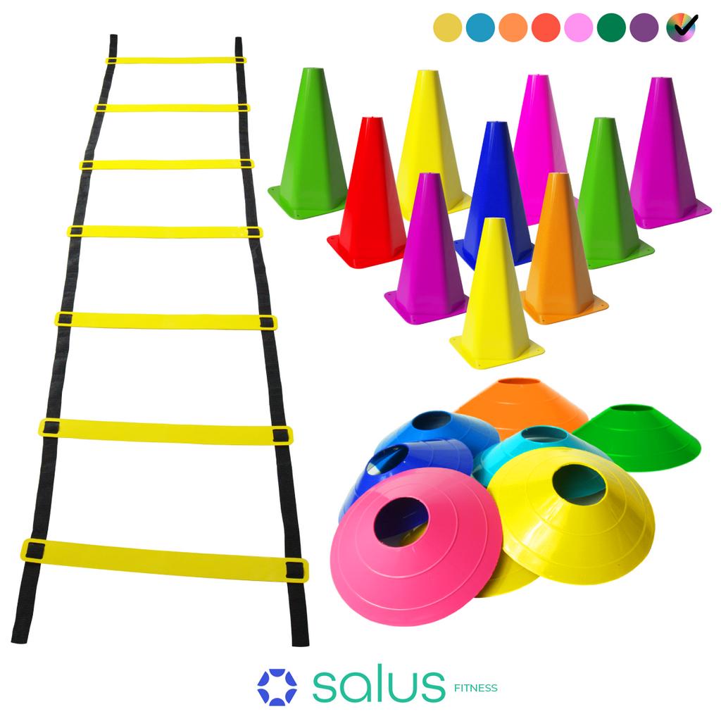 Kit Funcional Agilidade  10 Chapéus + 10 Cones e Escada