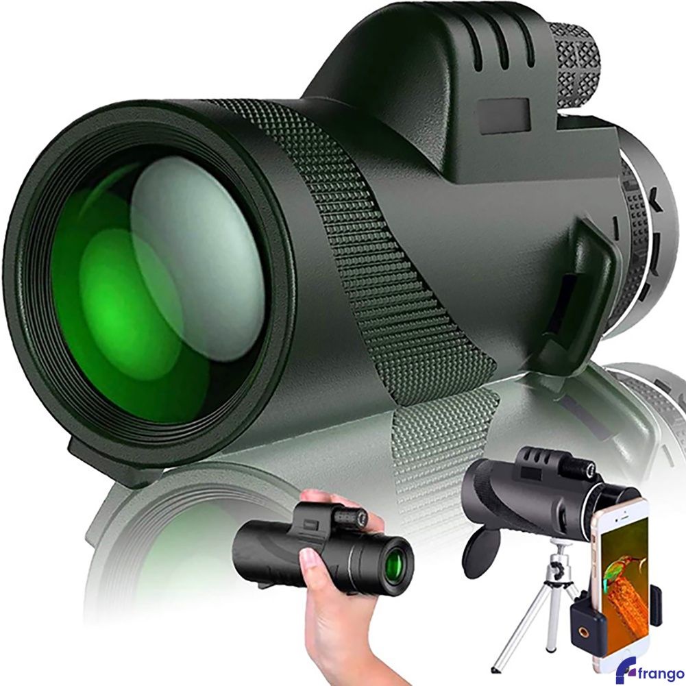 80X100 HD Zoom Tripé Monocular Telescópio Dia/Visão Noturna Camping Telefone Clipe frango