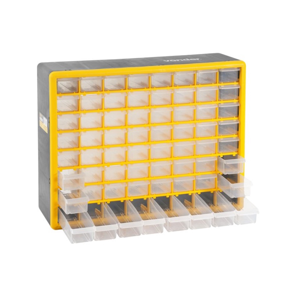 Organizador de Plástico Com 64 Gavetas para Peças e Acessórios Pequeno Porte OPV310 Vonder - 61.08.310.000 em Oferta na Shopee