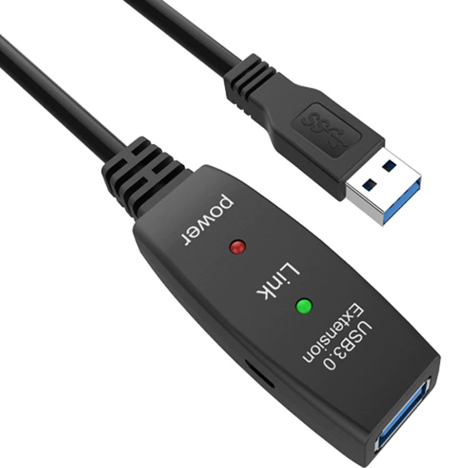 Cabo Extensor 20m USB 3.0 2.0 1.1 SS Super Speed + Repetidor Sinal CHIP Booster 20 metros Blindado RF Extensão USB 3.0