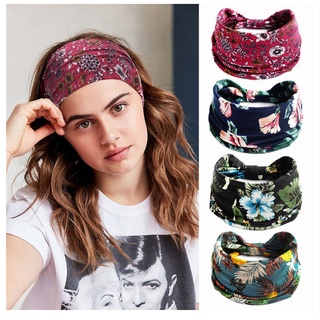 Bandana Faixa De Cabeça Larga Feminina Estilo Boemio Para Esportes Yoga Tiara Elegante
