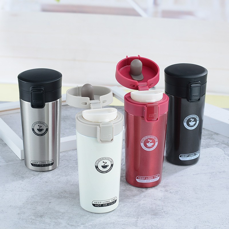 Garrafa Copo Térmica 380ml  Aço Inox Grande Com Tampa Para Café/Chá/Leite