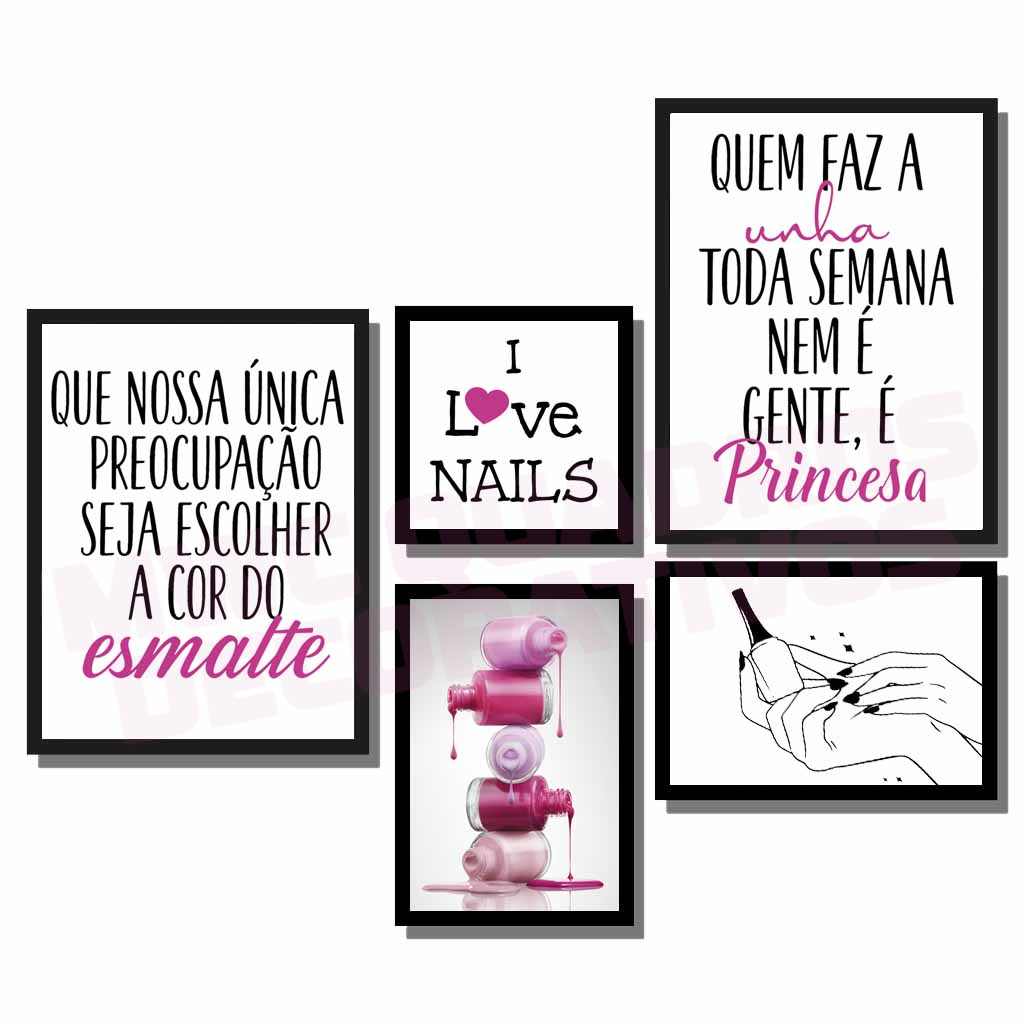 Quadro Decorativo Beleza Esmalte Manicure Pedicure Unhas Feminino Estética Mulher Nail Designer