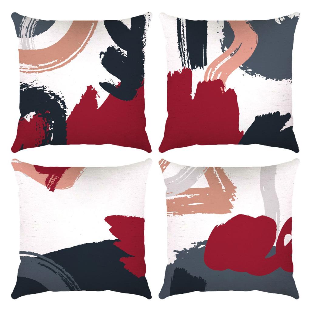 Kit 04 Capa de Almofada 42cm x 42cm Digital Estampa Pintura Tinta