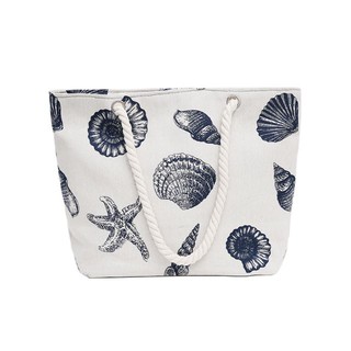 Bolsa De Lona Praia Estampada Conha Corda conhas