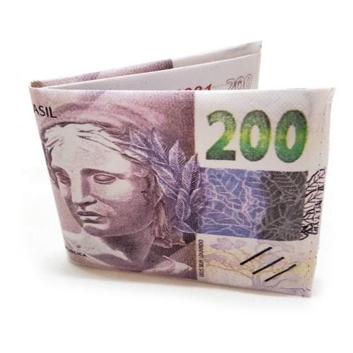 Carteira Masculina Executiva Estampada Nota 100 200 50 10 5