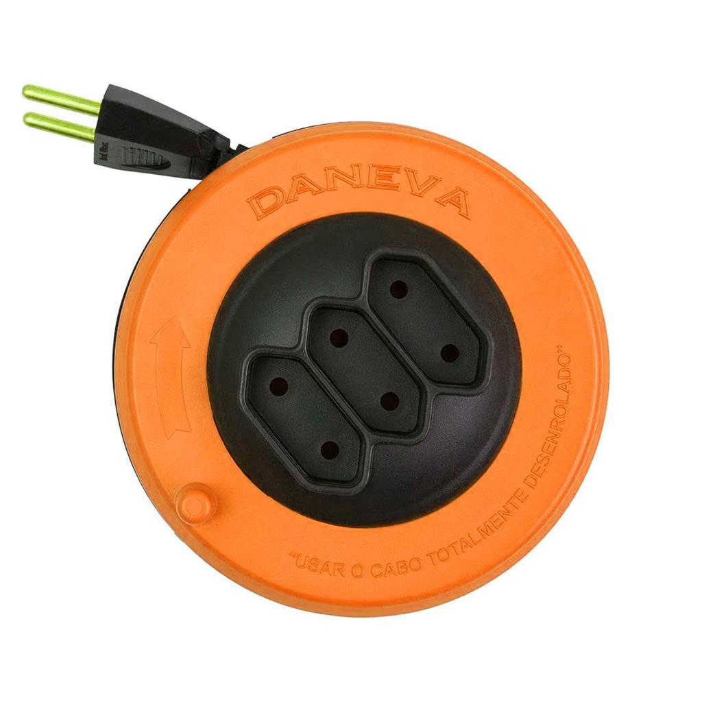 Extensão Pop Spin Redonda Preto 3 Tomadas 2P 5 Metros Daneva em Oferta na Shopee