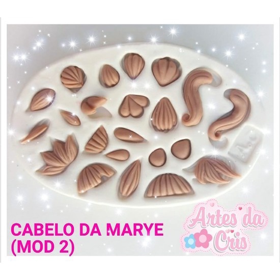 Molde De Silicone Para Biscuit Cabelo Marye Mod. 02 - Artes Da Cris