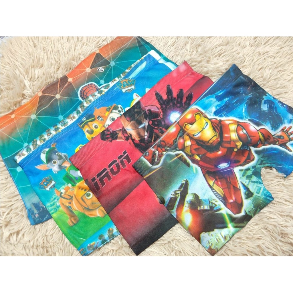 Kit com 4 Cuecas Box Infantil Sublimada Masculina Menino Desenhos Personagem Confortável Boxer