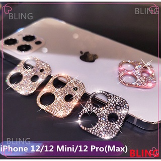 Capa Protetor de lente câmera cobertura total metal brilhante cravejado diamante para iPhone 11 12 13 Pro Max mini