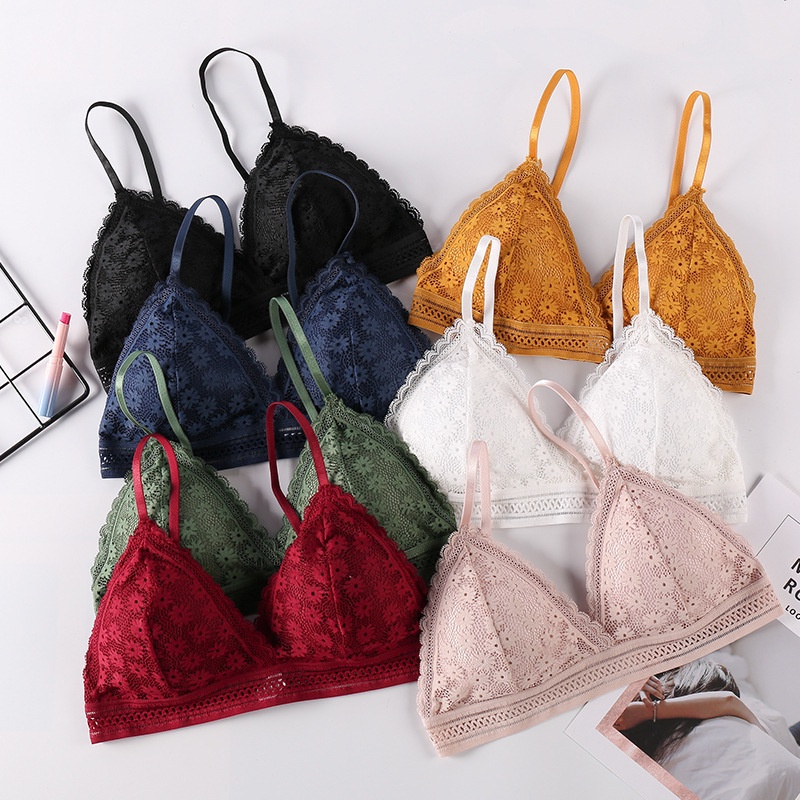 Sutiã Sexy De Renda Com Decote Em V Para Feminina/Sutiã Triangular Francês Sem Costura em Oferta na Shopee