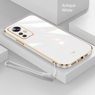 Xiaomi Redmi Note 12s A2 12 Pro 5G + Plus 4G Luxo Bordas Quadradas TPU Caixa Macia Com Revestimento Brilhante De Cordão