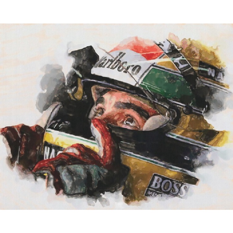 Poster Ayrton Senna apontando para cima sem moldura papel couchê tam. 30x42 cm laminação brilhante