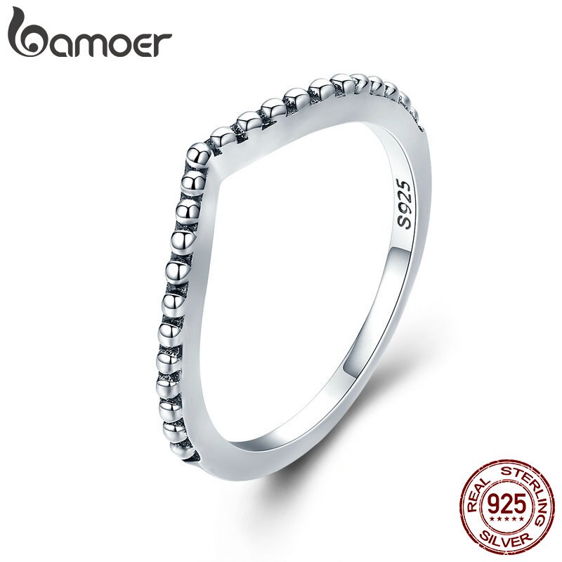 Bamoer 100% Authentic 925 Sterling Silver Gota De Água Feminino Anéis De Dedo Para As Mulheres Engagement Jóias Presente Namorada Pa7648 - Fashion Accessories