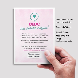 100 ou 50 Carta de Agradecimento ao Cliente Personalizada Cartão para Unbox 10x14 Flyer, Panfleto para loja e ecommerce em Oferta na Shopee