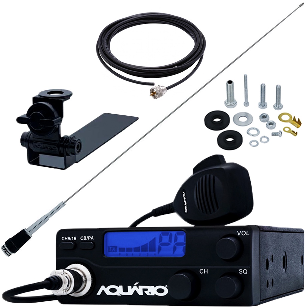 Rádio Px 40 Canais Rp-40 Antena Inox 1,62 Metros Cabo Coaxial 5,5 Metros Suporte Caminhonete