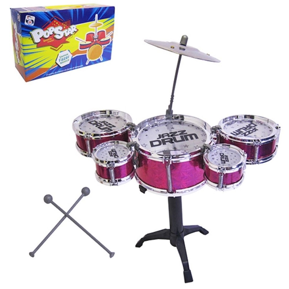 Bateria Infantil de Brinquedo Musical Drum Completa Pop Star | Shopee ...