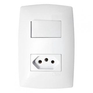Conjunto interruptor simples com tomada 10A home - Blux em Oferta na Shopee