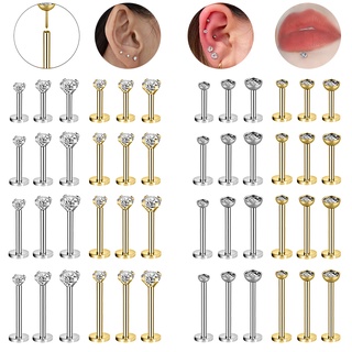 3 Pçs/Lote 16G Plug In Estilo 3 Cores De Aço Inoxidável Labret Lábio Piercing SetCz Cristal Orelha Cartilagem Tragus Hel em Oferta na Shopee