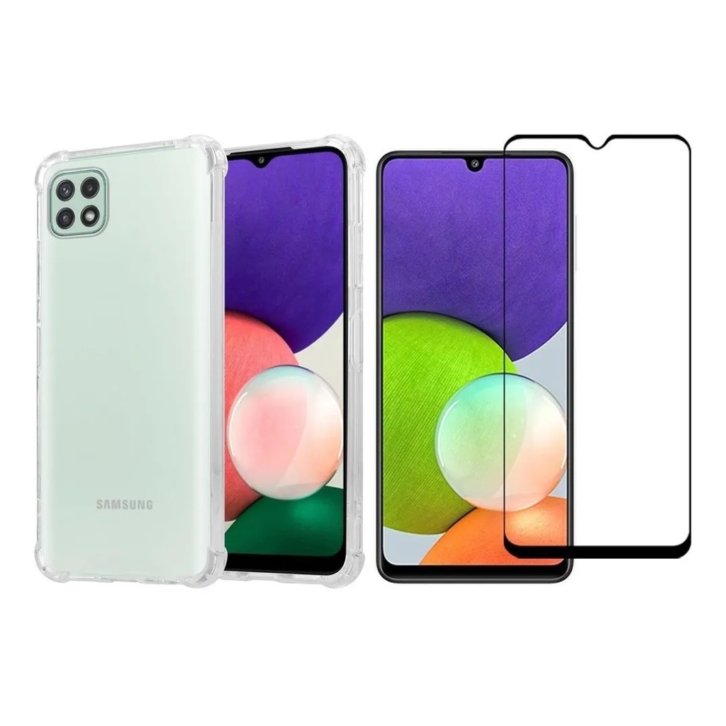 Kit Película De Vidro 3D Samsung Galaxy A22 4G + Capa Capinha Anti Shock