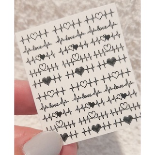 Películas adesivos decoração de unhas manicure batimentos coração preto