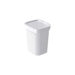 Lixeira de Plástico com Tampa 4,6 L Classic Frisos Branco