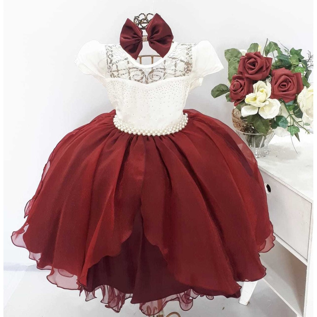 Vestido Festa Infantil Chapeuzinho Vermelho Natal Formatura com Tiara Super Novidade
